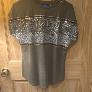 Apt. 9 Olive Sequin Short Sleeve Top